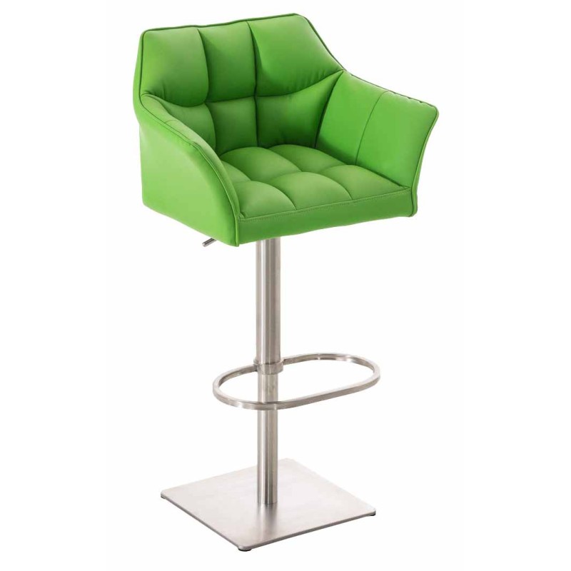 Set de 2 scaune de bar Damaso din piele ecologică și oțel inoxidabil2