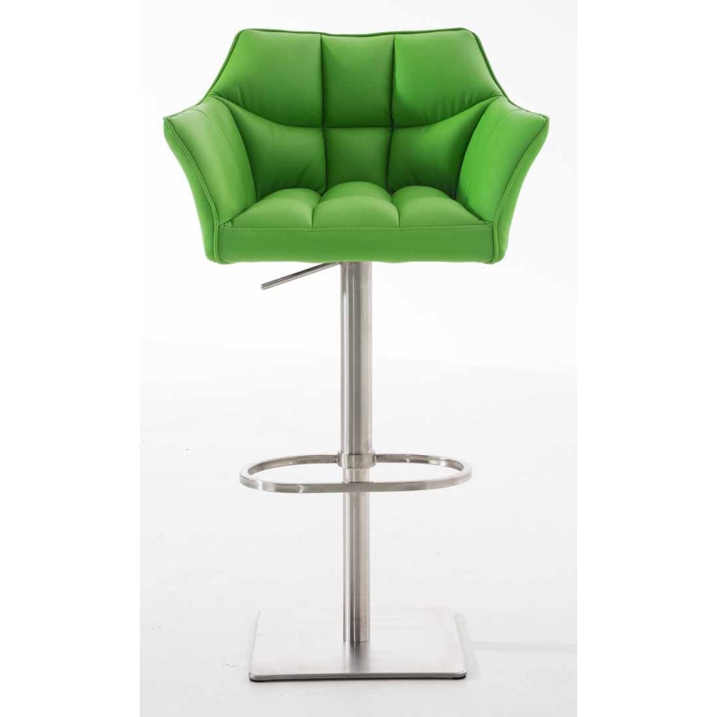 Set de 2 scaune de bar Damaso din piele ecologică și oțel inoxidabil2