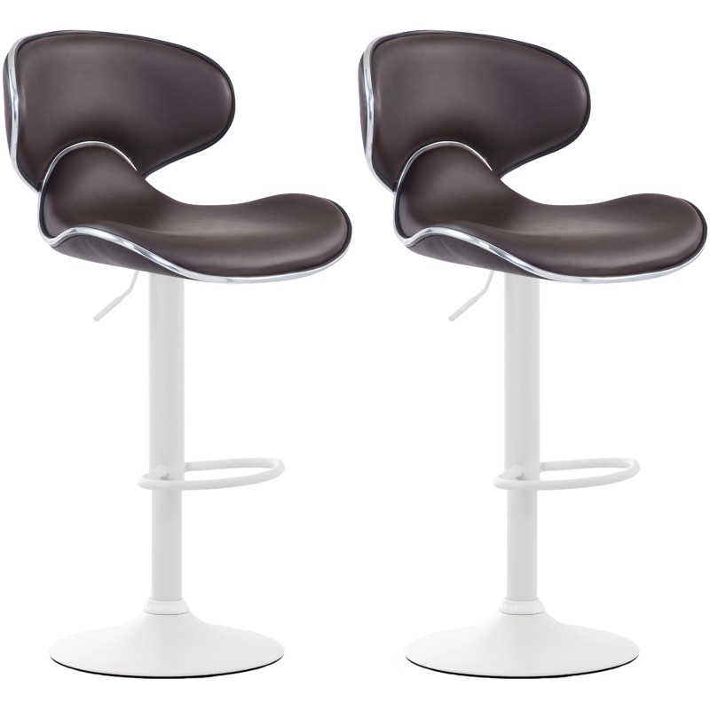 Set de 2 scaune de bar Las Vegas V2 din piele ecologică albă2