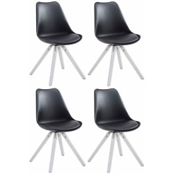 Set de 4 scaune pătrate Toulouse din piele ecologică albă2