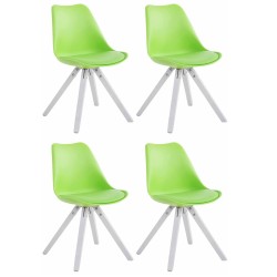 Set de 4 scaune pătrate Toulouse din piele ecologică albă2