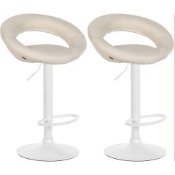 Set de 2 scaune de bar Olinda, material textil alb2