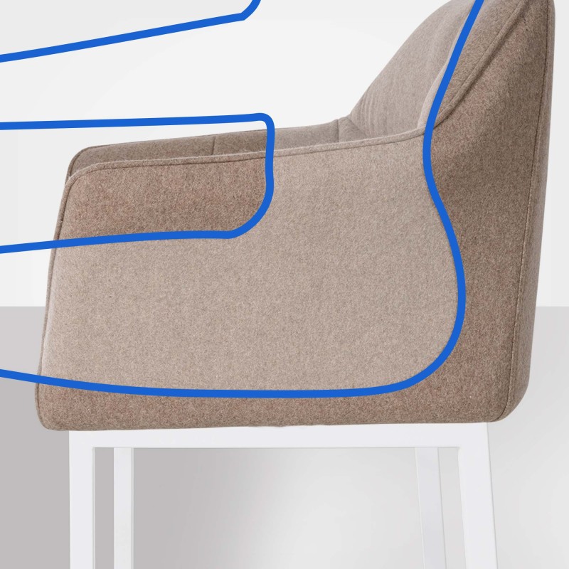 Scaun de bar Damaso W din fetru cu bază cu 4 picioare2