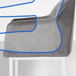 Scaun de bar Damaso W din catifea cu bază cu 4 picioare2