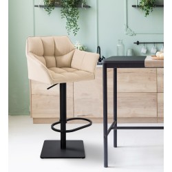 Set de 2 scaune de bar din material textil Damaso negru2