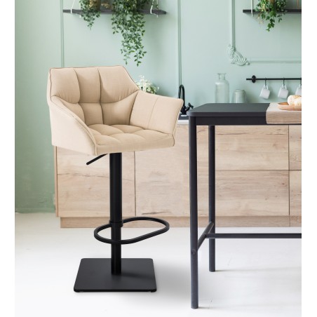 Set de 2 scaune de bar din material textil Damaso negru2