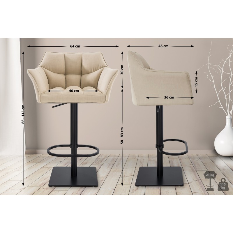 Set de 2 scaune de bar din material textil Damaso negru2