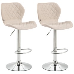 Set de 2 scaune de bar, tapițerie din plută și material textil, finisaj cromat2