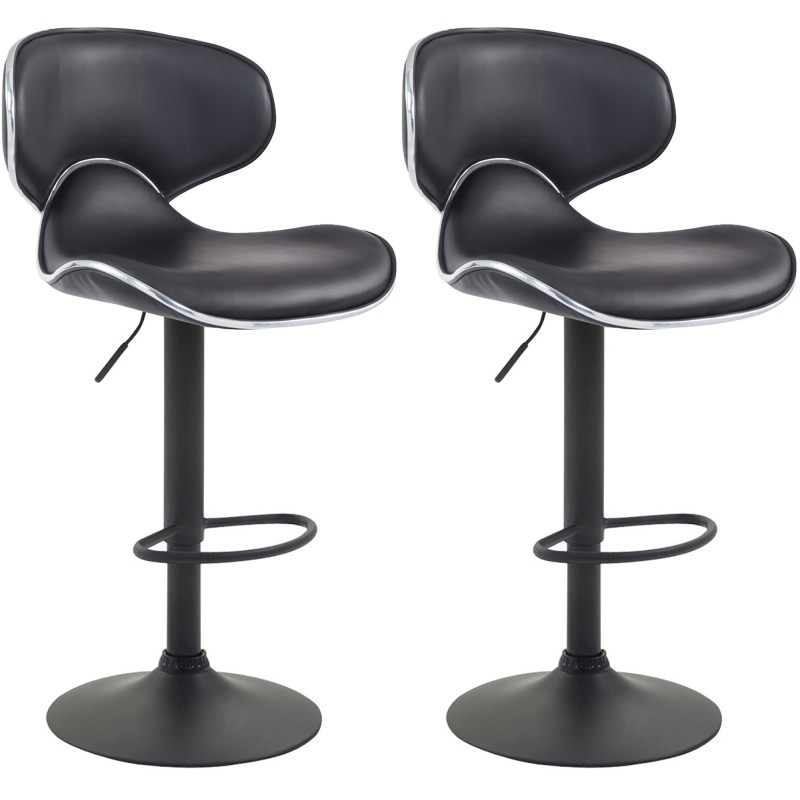 Set de 2 scaune de bar Las Vegas V2, piele ecologică, negru2