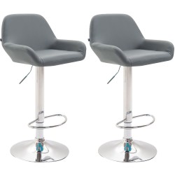 Set de 2 scaune de bar Braga, piele ecologică, finisaj cromat2