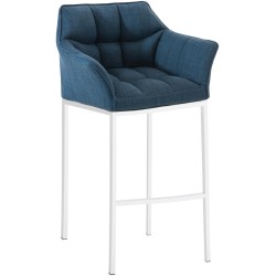 Scaun de bar Damaso din material textil alb, cu bază cu 4 picioare.2