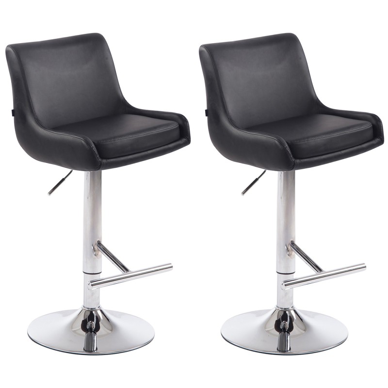 Set de 2 scaune de bar Club, piele ecologică, finisaj cromat2