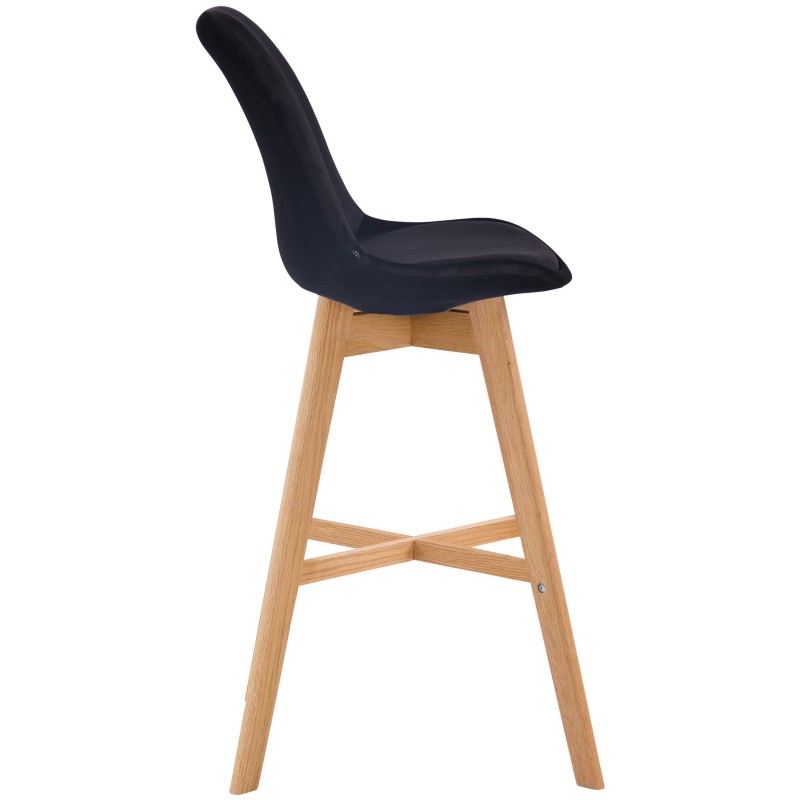 Set de 2 scaune de bar Cannes din catifea, finisaj natural2