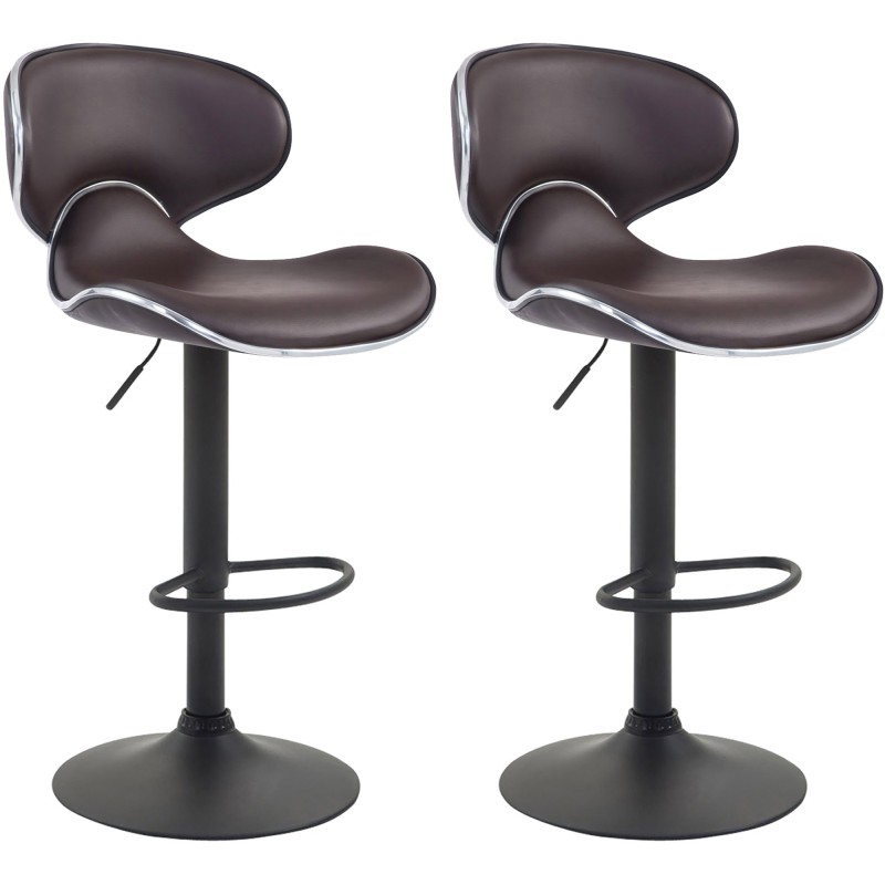 Set de 2 scaune de bar Las Vegas V2, piele ecologică, negru2