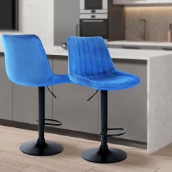Scaun de bar Toni din catifea neagră2