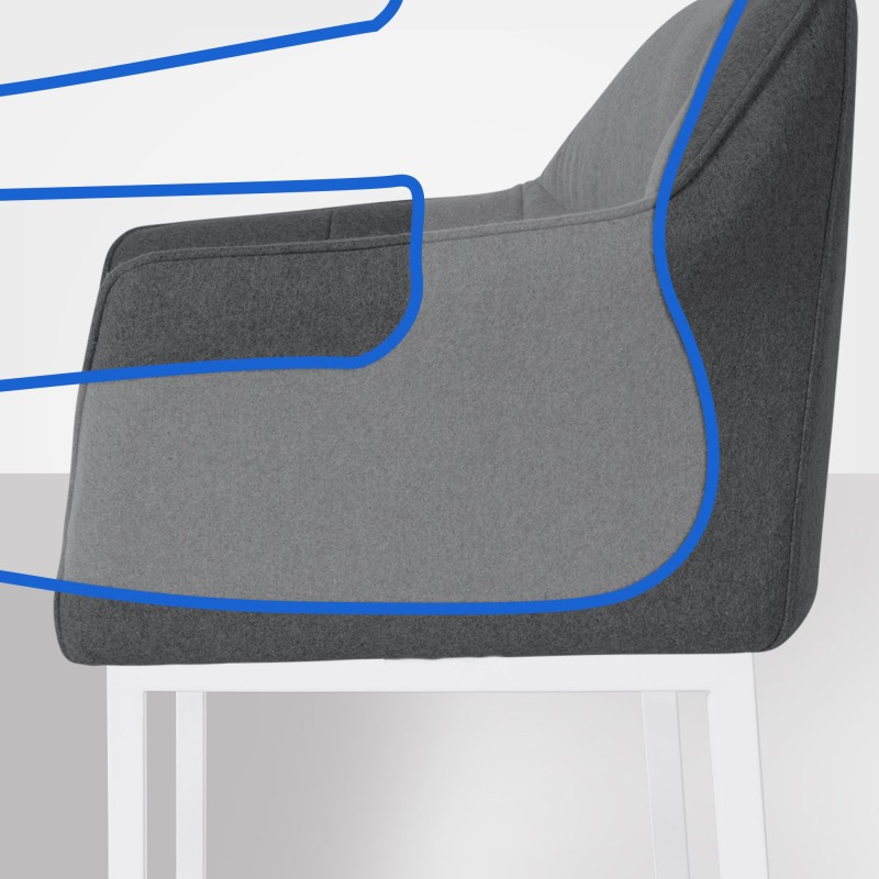 Scaun de bar Damaso W din fetru cu bază cu 4 picioare2