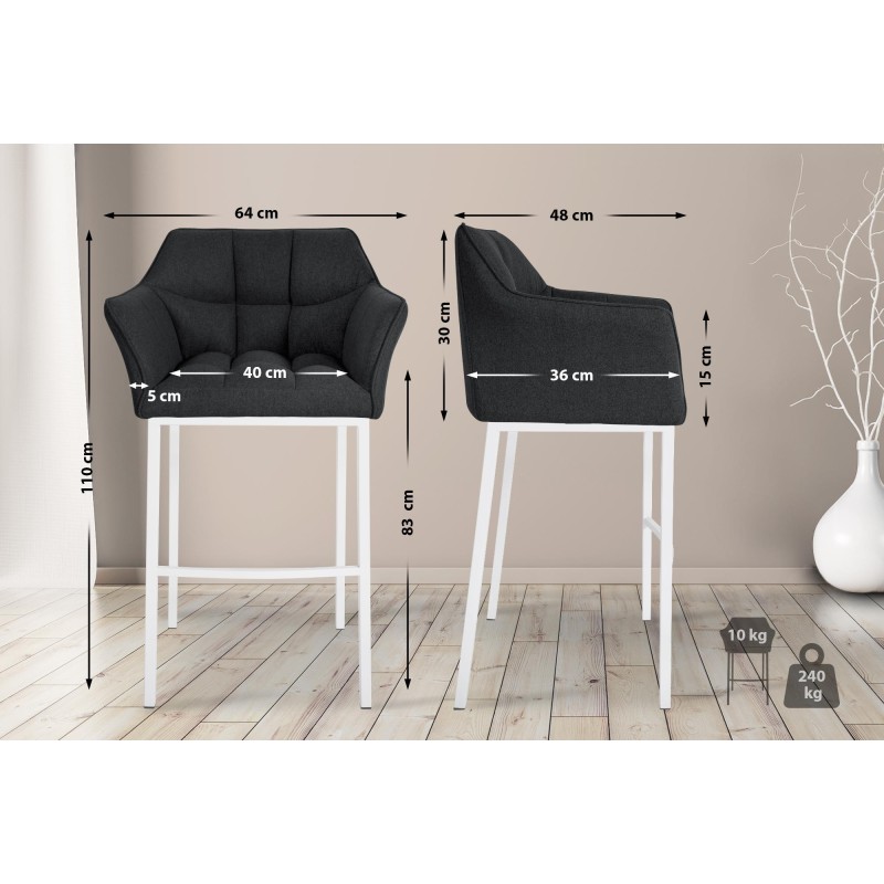 Scaun de bar Damaso W din fetru cu bază cu 4 picioare2