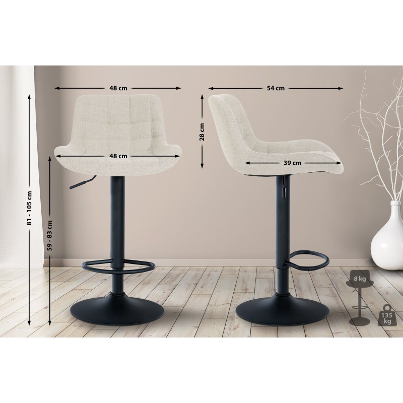 Set de 2 scaune de bar din material textil Tover2