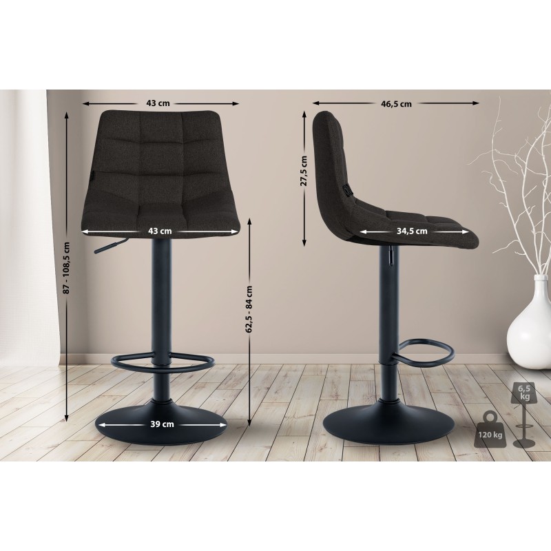 Set de 2 scaune de bar Jerry, material textil negru2