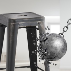 Scaun de bar antic Joshua negru și auriu