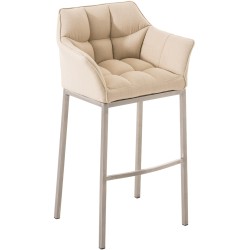 Scaun de bar Damaso E din material textil cu bază crem cu 4 picioare