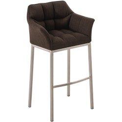 Scaun de bar Damaso E din material textil cu bază maro cu 4 picioare