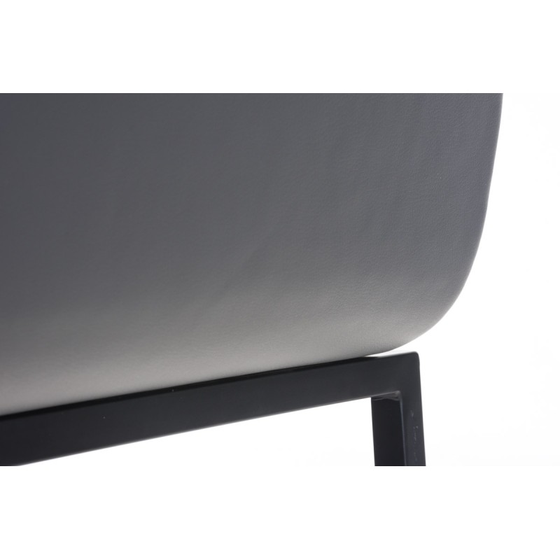 Scaun de bar din piele Avola, plat, gri B78