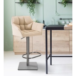 Scaun de bar din material textil Damaso E crem