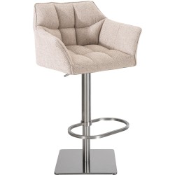 Scaun de bar din material textil Damaso E, culoarea ivory