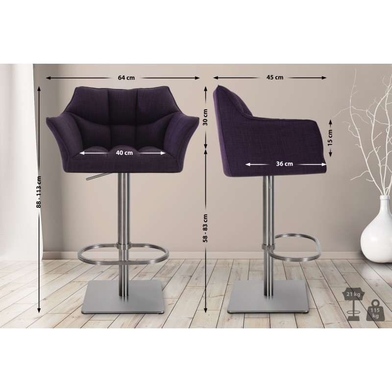 Scaun de bar din material textil Damaso E, violet