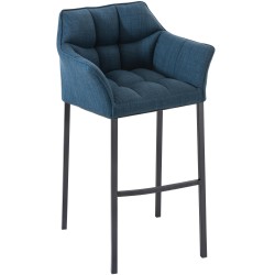 Scaun de bar Damaso B din material textil cu bază albastră cu 4 picioare