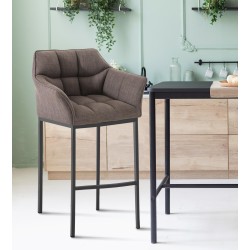 Scaun de bar Damaso B din material textil cu bază cu 4 picioare, gri