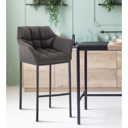 Scaun de bar Damaso B din material textil cu bază gri titan cu 4 picioare