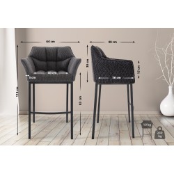 Scaun de bar Damaso B din material textil cu bază gri titan cu 4 picioare