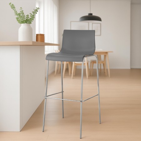 Scaun de bar Hoover, cromat, cadru gri cu 4 picioare