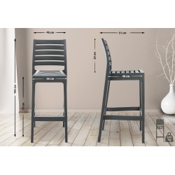 Scaun de bar Ares gri închis