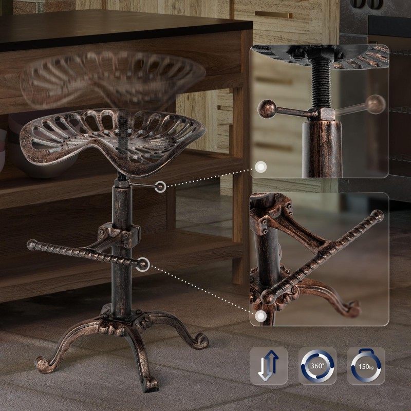 Scaun de bar Butch din bronz