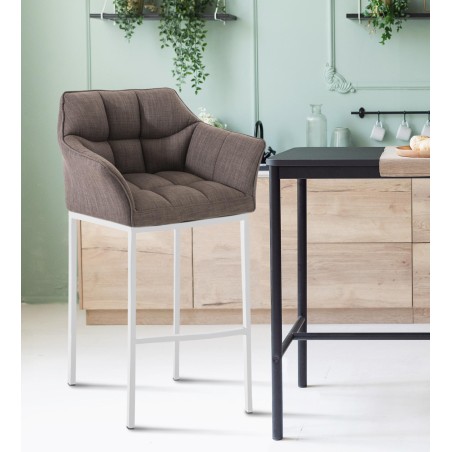 Scaun de bar Damaso W din material textil cu bază cu 4 picioare, gri