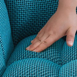 Scaun de bar Damaso W din material textil cu bază cu 4 picioare, turcoaz