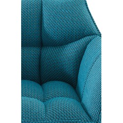 Scaun de bar Damaso W din material textil cu bază cu 4 picioare, turcoaz