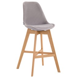 Scaun de bar Cannes din catifea, finisaj gri natural