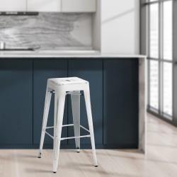 Scaun de bar Joshua alb antic