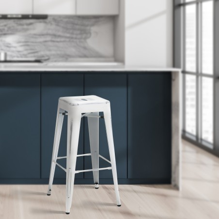 Scaun de bar Joshua alb antic