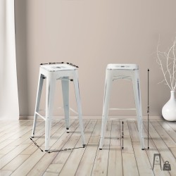 Scaun de bar Joshua alb antic