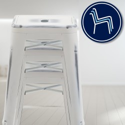 Scaun de bar Joshua alb antic