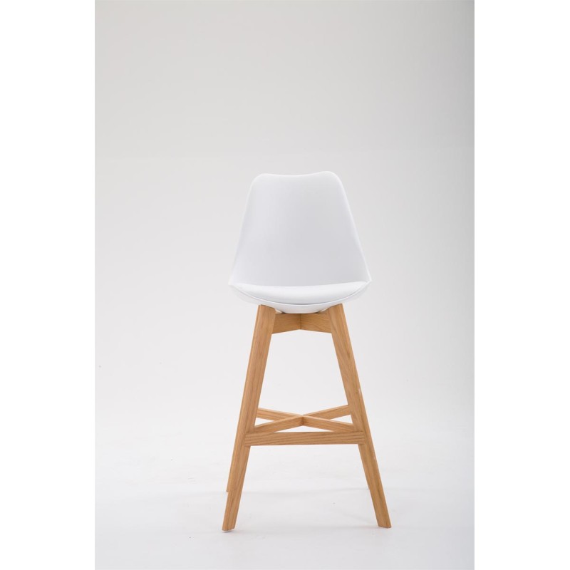 Scaun de bar Cannes, plastic, finisaj alb natural