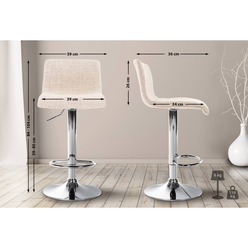 Scaun de bar Hoover, material crem