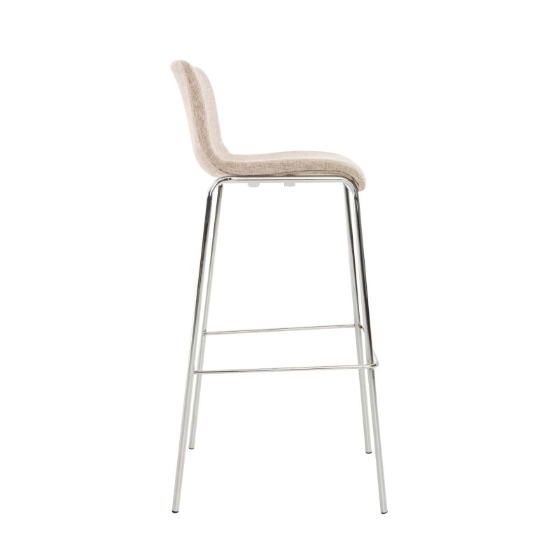 Scaun de bar Hoover, material textil, bază cu 4 picioare, crom crem