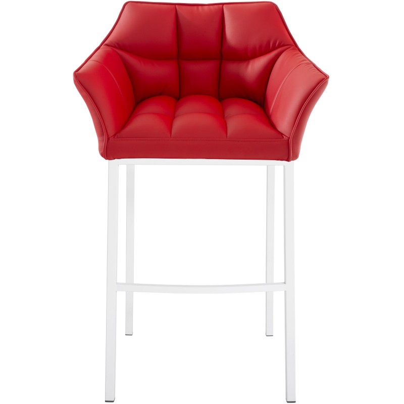 Scaun de bar Damaso cu 4 picioare, alb și roșu