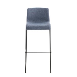 Set de 2 scaune de bar Hoover, tapițerie din material textil, bază cu 4 picioare, negru și albastru